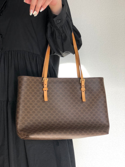 CELINE Macadam Tote bag A4 Brown Vintage Old rthxjm