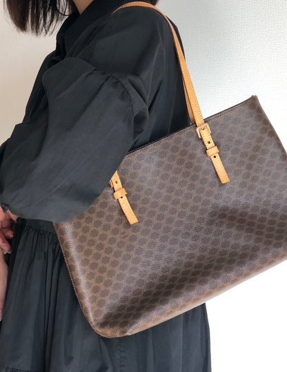 CELINE Macadam Tote bag A4 Brown Vintage Old rthxjm