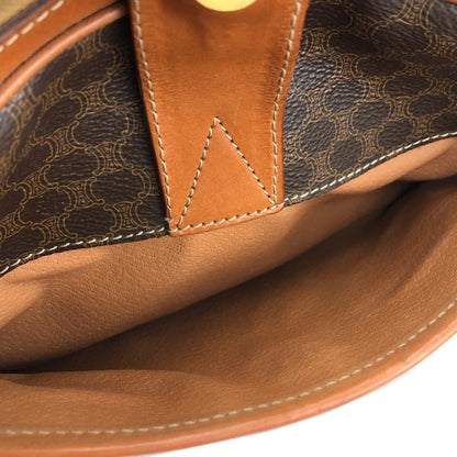 CELINE Macadam Gancini Double Zipper Shoulderbag Brown Vintage Old celine zbwypa