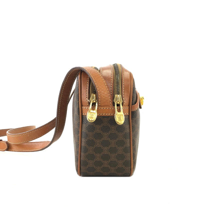 CELINE Macadam Gancini Double Zipper Shoulderbag Brown Vintage Old celine zbwypa