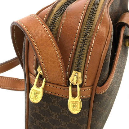 CELINE Macadam Gancini Double Zipper Shoulderbag Brown Vintage Old celine zbwypa