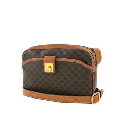 CELINE Macadam Gancini Double Zipper Shoulderbag Brown Vintage Old celine zbwypa
