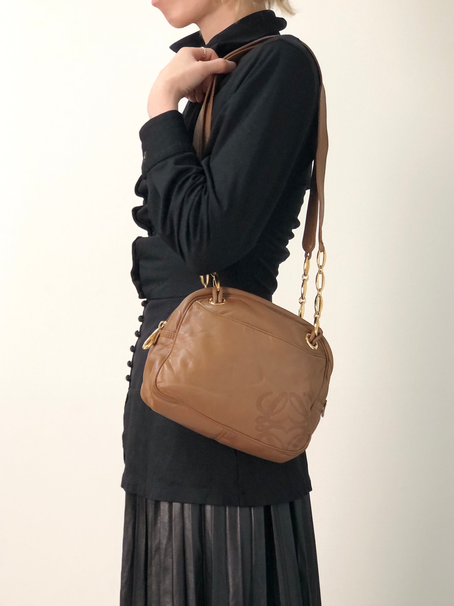 LOEWE Anagram Shoulder bag Brown Vintage 4a627g