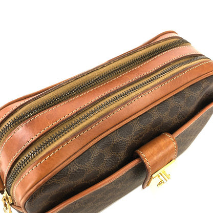 CELINE Macadam Gancini Double Zipper Shoulderbag Brown Vintage Old celine zbwypa