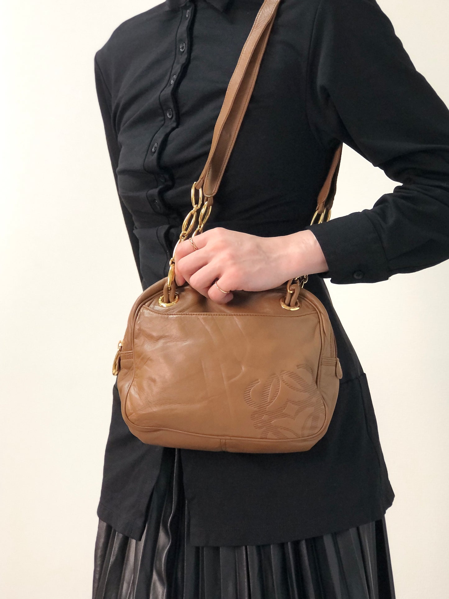LOEWE Anagram Shoulder bag Brown Vintage 4a627g