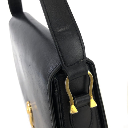 GUCCI Horsebit Flap Leather Shoulder bag Black Vintage Old Gucci rmznzj