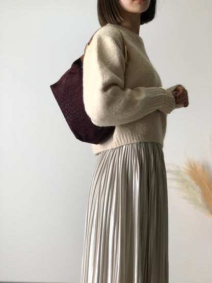 CELINE C Macadam Suede Leather Handag Hobobag Shoulder bag Brown Old Celine Vintage jhw4et