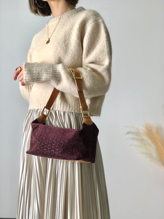 CELINE C Macadam 絨面革手提包 Hobobag 肩背包 棕色 舊款 Celine 復古 jhw4et