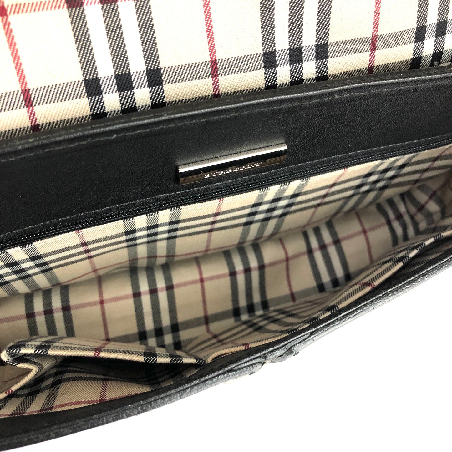 Burberrys Classic check Handbag Shoulder bag Black Vintage Old tsbz8h