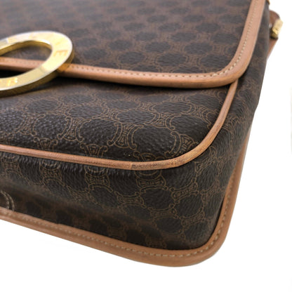 CELINE Macadam Circle logo Crossbody Shoulderbag Brown Vintage Old Celine pue5hk