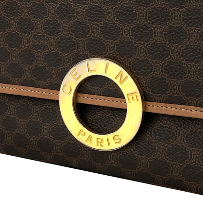 CELINE Macadam Circle logo Crossbody Shoulderbag Brown Vintage Old Celine pue5hk