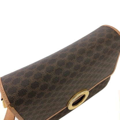CELINE Macadam Circle logo Crossbody Shoulderbag Brown Vintage Old Celine pue5hk