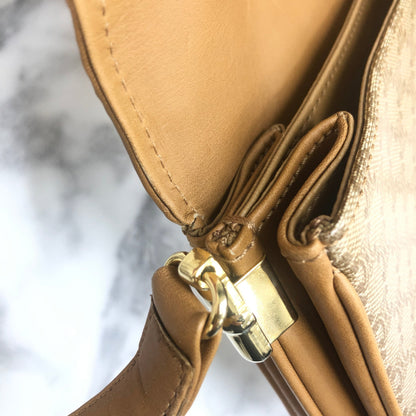CELINE Macadam Blason Crossbody Shoulder bag Beige Vintage Old Celine ah45x5