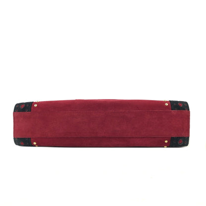 Yves Saint Laurent Cut out Studs Suede Totebag Shoulder bag Red YSL Vintage Old 6bjv2e