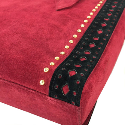 Yves Saint Laurent Cut out Studs Suede Totebag Shoulder bag Red YSL Vintage Old 6bjv2e