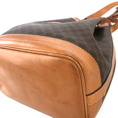 CELINE Macadam Blason Drawstring Bucket Shoulder bag Brown Vintage Old CELINE 4a8rws