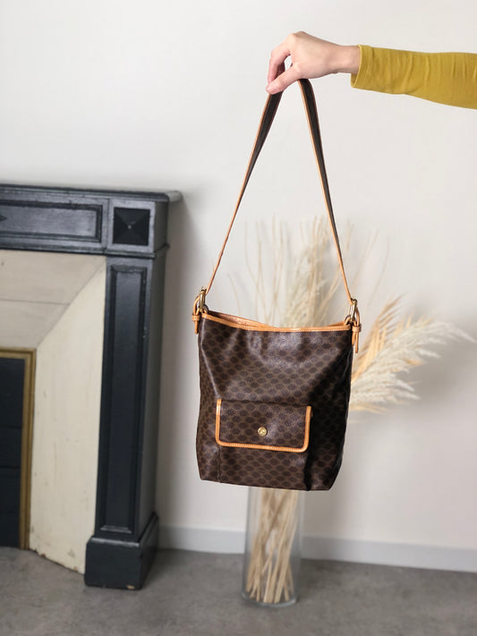 CELINE Macadam Shoulder bag Brown Vintage f23gdx