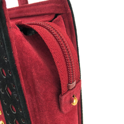 Yves Saint Laurent Cut out Studs Suede Totebag Shoulder bag Red YSL Vintage Old 6bjv2e