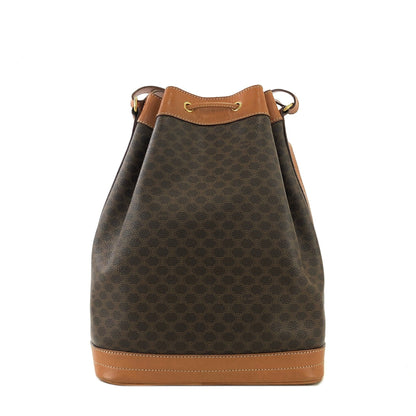 CELINE Macadam Blason Drawstring Bucket Shoulder bag Brown Vintage Old CELINE 4a8rws