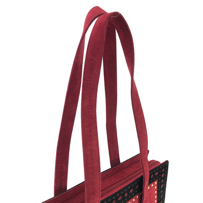 Yves Saint Laurent Cut out Studs Suede Totebag Shoulder bag Red YSL Vintage Old 6bjv2e