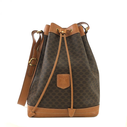 CELINE Macadam Blason Drawstring Bucket Shoulder bag Brown Vintage Old CELINE 4a8rws