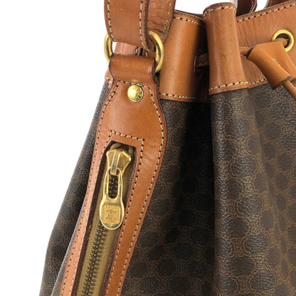 CELINE Macadam Blason Drawstring Bucket Shoulder bag Brown Vintage Old CELINE 4a8rws