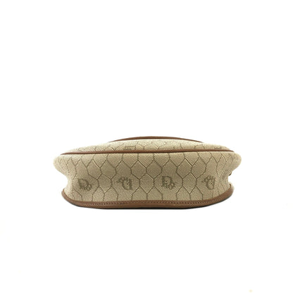 Christian Dior Logo Honeycomb Pattern Round Crossbody Shoulderbag Beige Vintage Old jzzy4f
