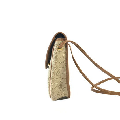 Christian Dior Logo Honeycomb Pattern Round Crossbody Shoulderbag Beige Vintage Old jzzy4f