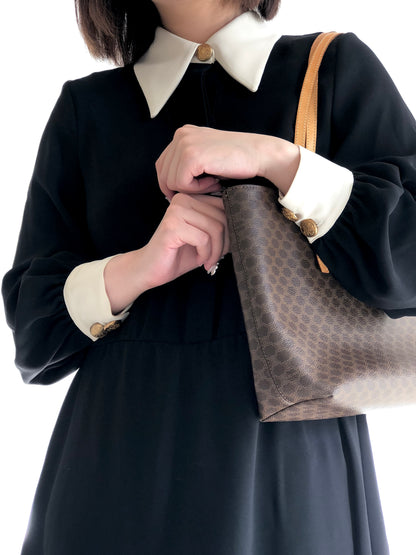 CELINE Macadam Tote bag A4 Brown Vintage Old rthxjm