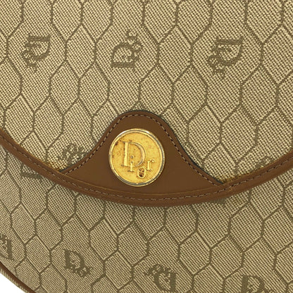 Christian Dior Logo Honeycomb Pattern Round Crossbody Shoulderbag Beige Vintage Old jzzy4f
