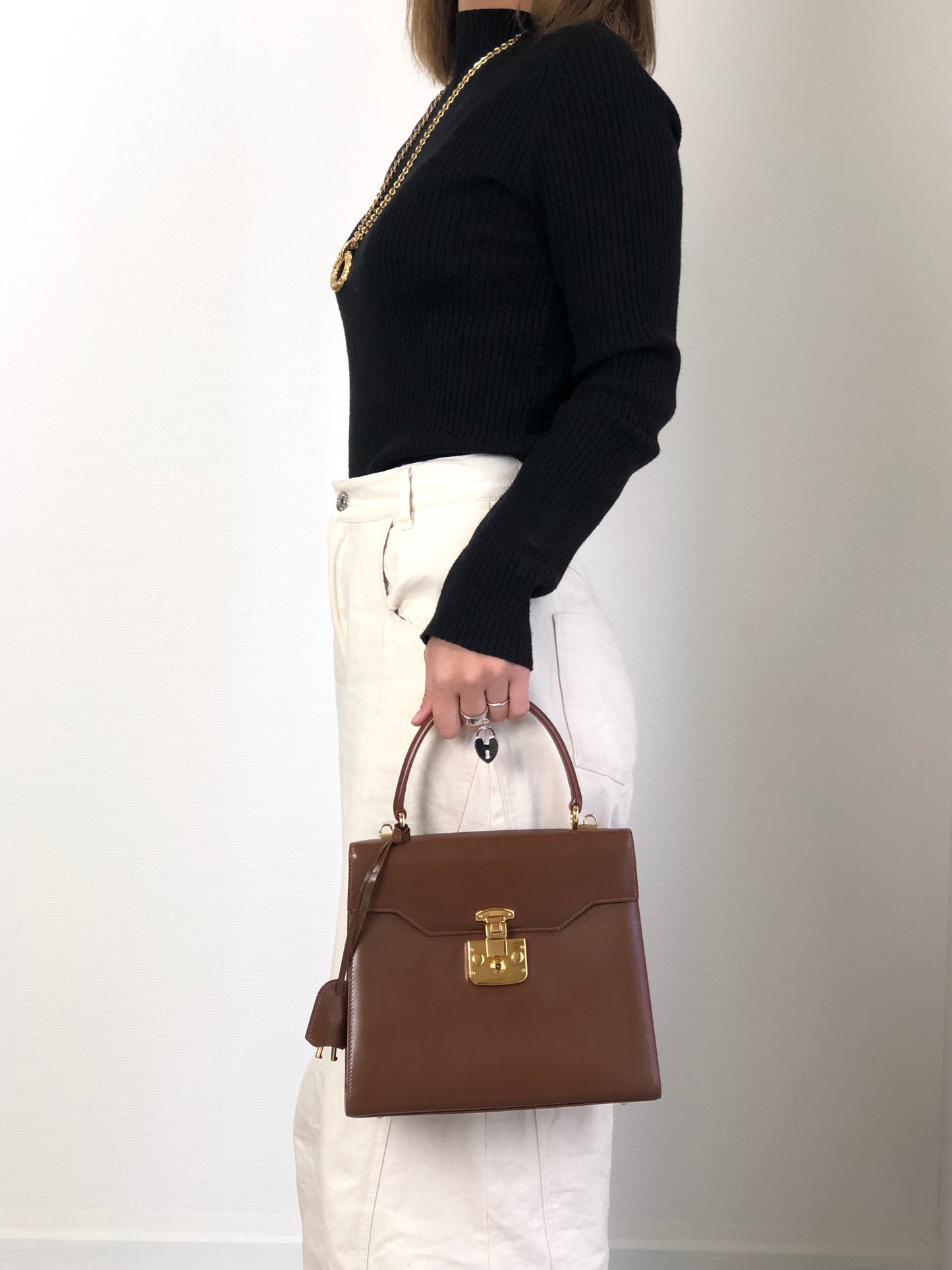 GUCCI Two-way Handbag Shoulder bag Brown Vintage icv4fg