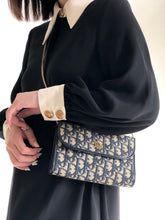 Load image into Gallery viewer, Christian Dior Trotter Jacquard Chain Mini Shoulder bag Navy Vintage Old 4w7zyh
