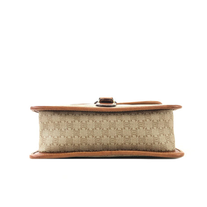 CELINE Macadam Triomphe Crossbody Shoulder bag Beige Vintage Old Celine v6hrmg
