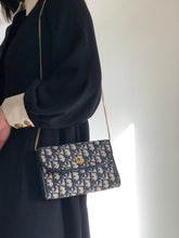 Load image into Gallery viewer, Christian Dior Trotter Jacquard Chain Mini Shoulder bag Navy Vintage Old 4w7zyh
