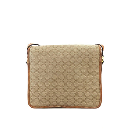 CELINE Macadam Triomphe Crossbody Shoulder bag Beige Vintage Old Celine v6hrmg