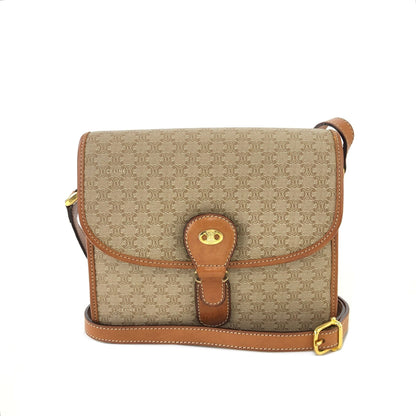 CELINE Macadam Triomphe Crossbody Shoulder bag Beige Vintage Old Celine v6hrmg