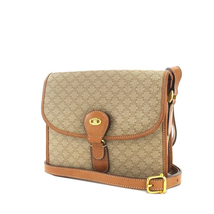 CELINE Macadam Triomphe Crossbody Shoulder bag Beige Vintage Old Celine v6hrmg