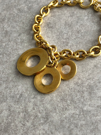 CELINE Circle Logo Bracelet Gold Vintage wba3vy