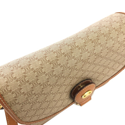 CELINE Macadam Triomphe Crossbody Shoulder bag Beige Vintage Old Celine v6hrmg