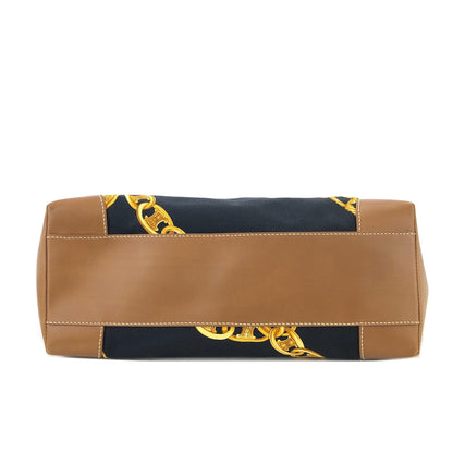 CELINE Triomphe Chain pattern Fabric Tote bag Black Vintage Old Celine pnmj2f