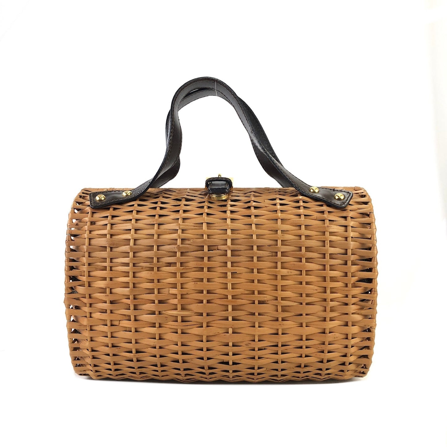 FENDI Rattan Basket bag Handbag Zucca Brown Vintage Old xzipdf