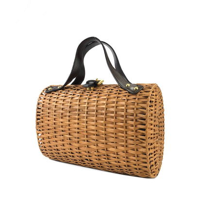 FENDI Rattan Basket bag Handbag Zucca Brown Vintage Old xzipdf