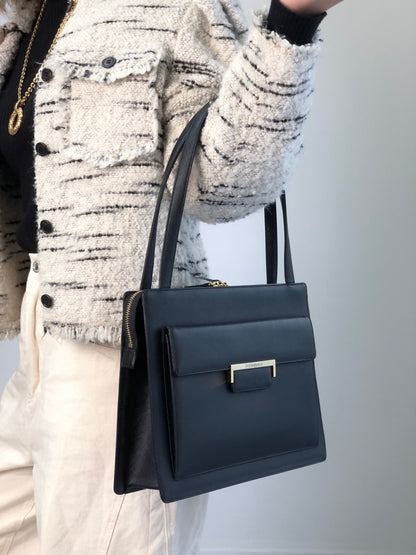 Yves Saint Laurent Logo Handbag Black Vintage fguw8w