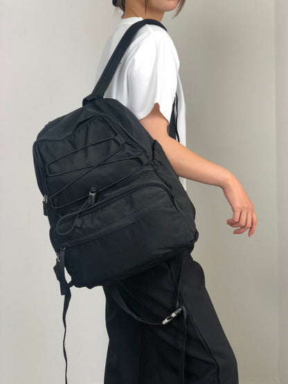 PRADA Tessuto Triangle Logo Backpack Black Vintage 8a5c5r
