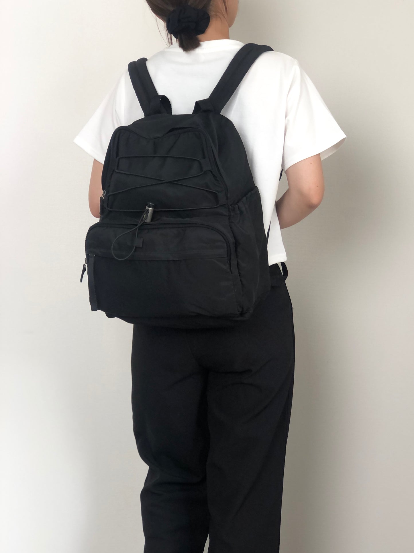 PRADA Tessuto Triangle Logo Backpack Black Vintage 8a5c5r