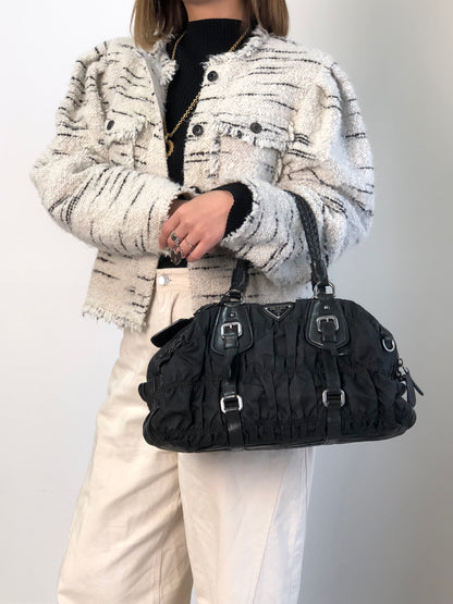 PRADA Triangle Logo Handbag Black Vintage g8wpjj