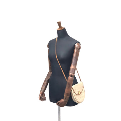 Christian Dior Logo Honeycomb Pattern Round Crossbody Shoulderbag Beige Vintage Old jzzy4f