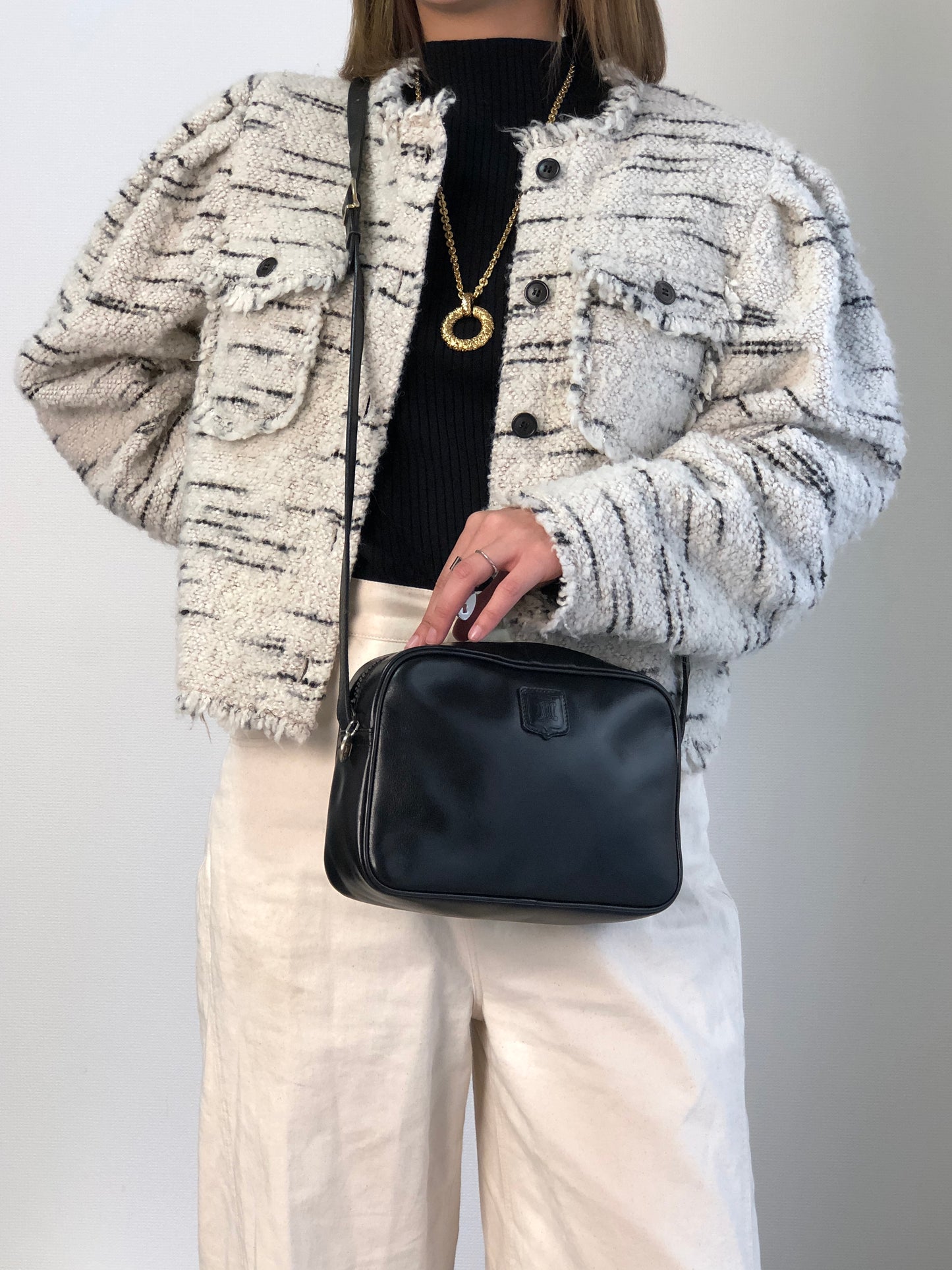 CELINE Blason Shoulder bag Black Vintage pdi5ij