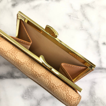 CELINE Macadam Logo Clasp Wallet Beige Vintage Old Celine 5yevmw