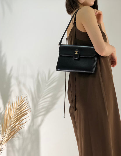 GUCCI GG logo 2Way Shoulder bag Clutch bag Leather Black Vintage Old Gucci uvgi6y